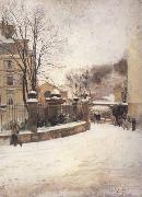 Edouard Castres Snowed up Street in Paris (nn02) France oil painting reproduction